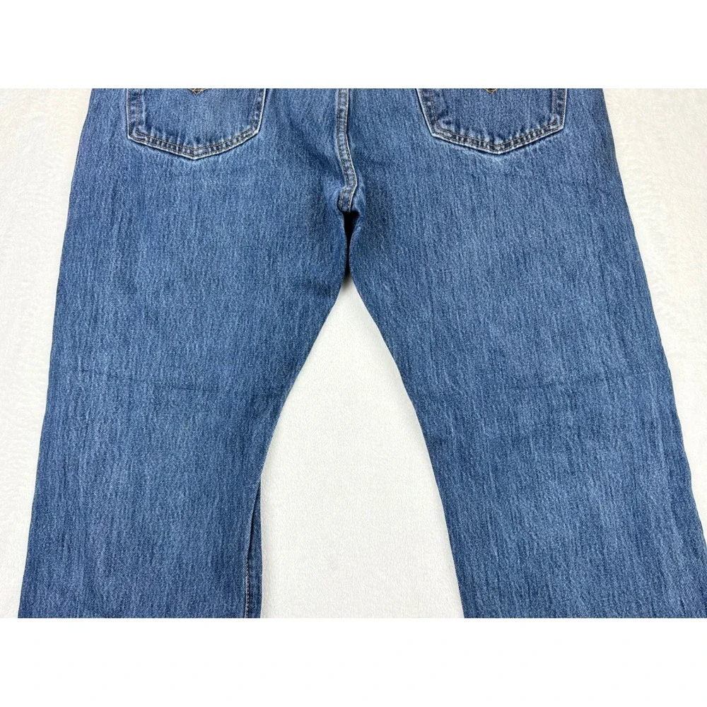 Levis 501 Mens Jeans 36x30 Clean Distressed Festival faded Indigo Blue Denim